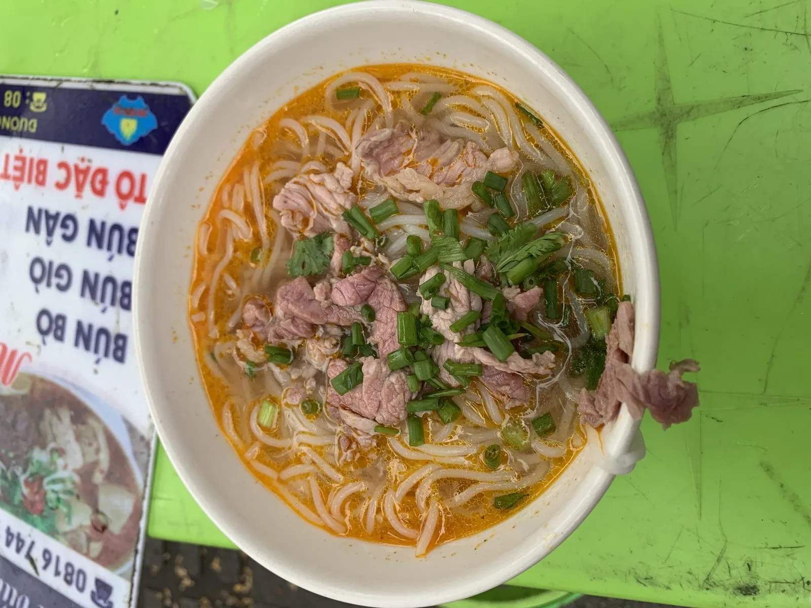 Bun bo hue spicy beef noodle soup Vietnam, rice vermicelli noodles are naturally gluten-free