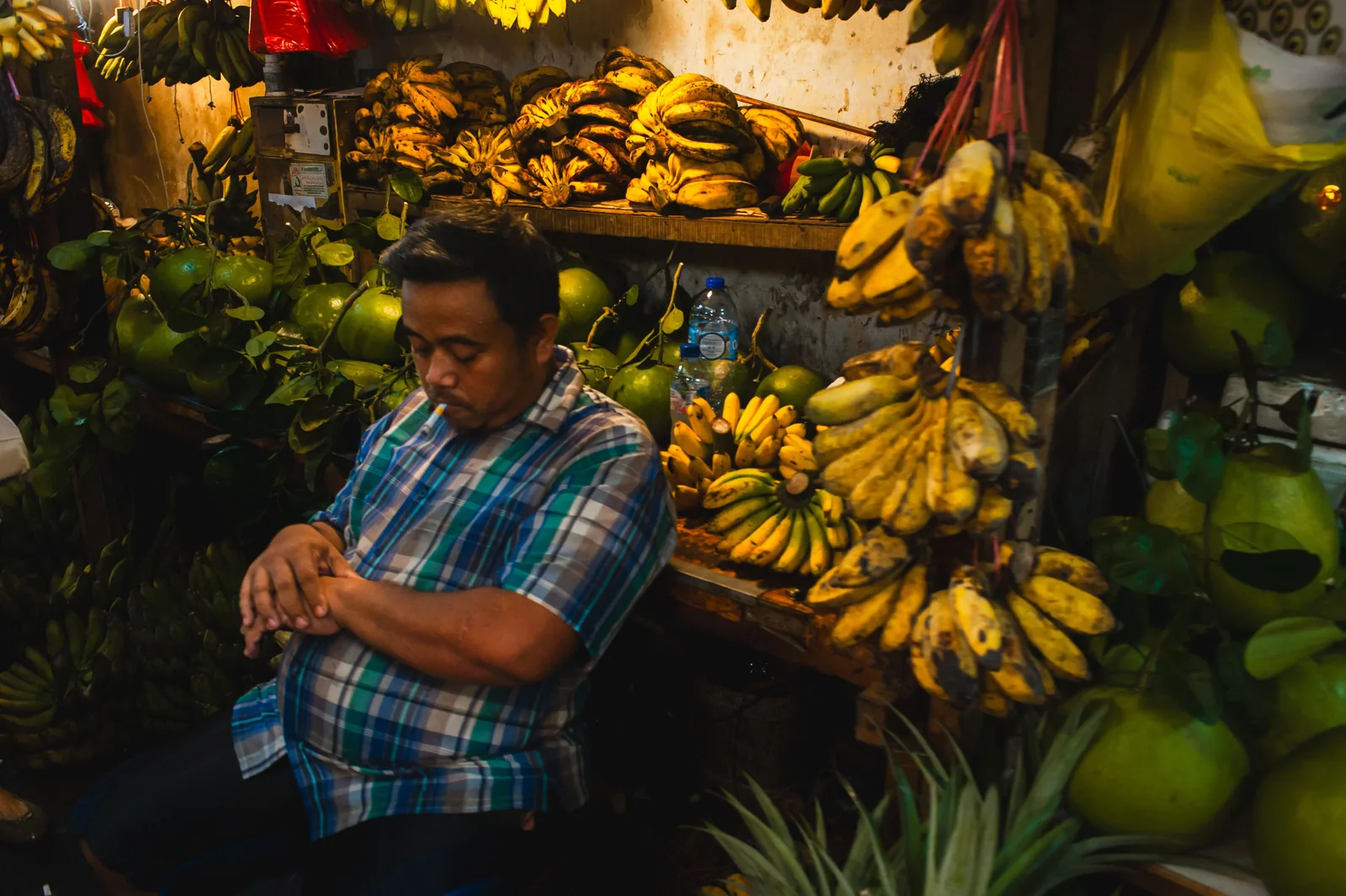 Fruit vendor at a banana stall