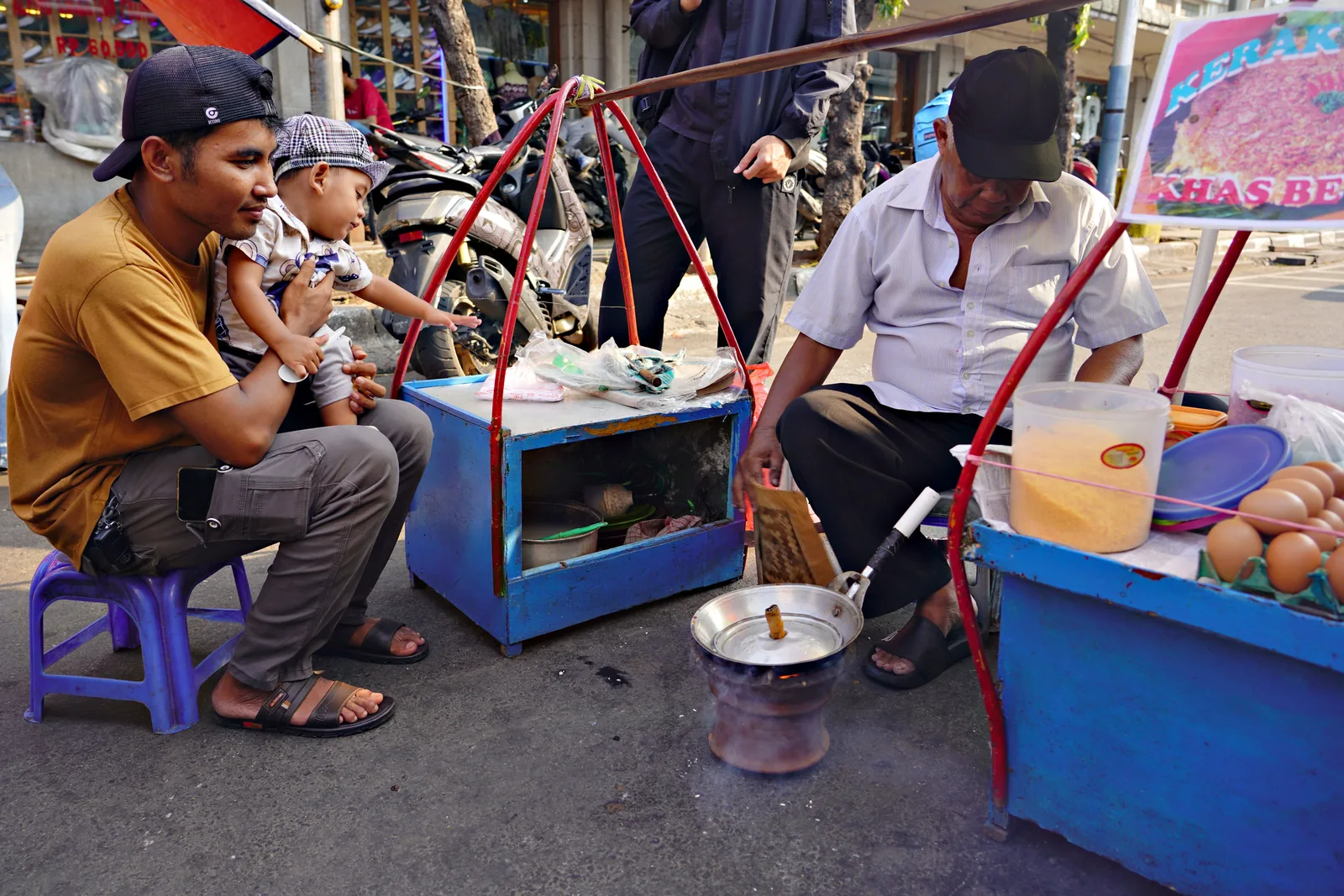 Street food vendor stall in Jakarta, Indonesia