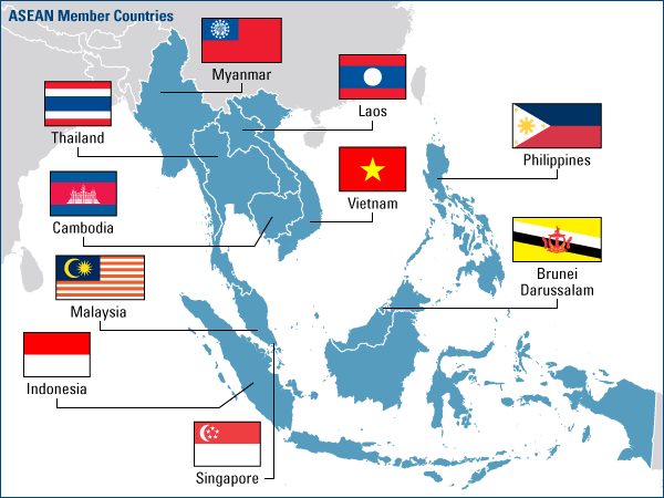 Map of Southeast Asia showing key countries for allergy-aware backpackers